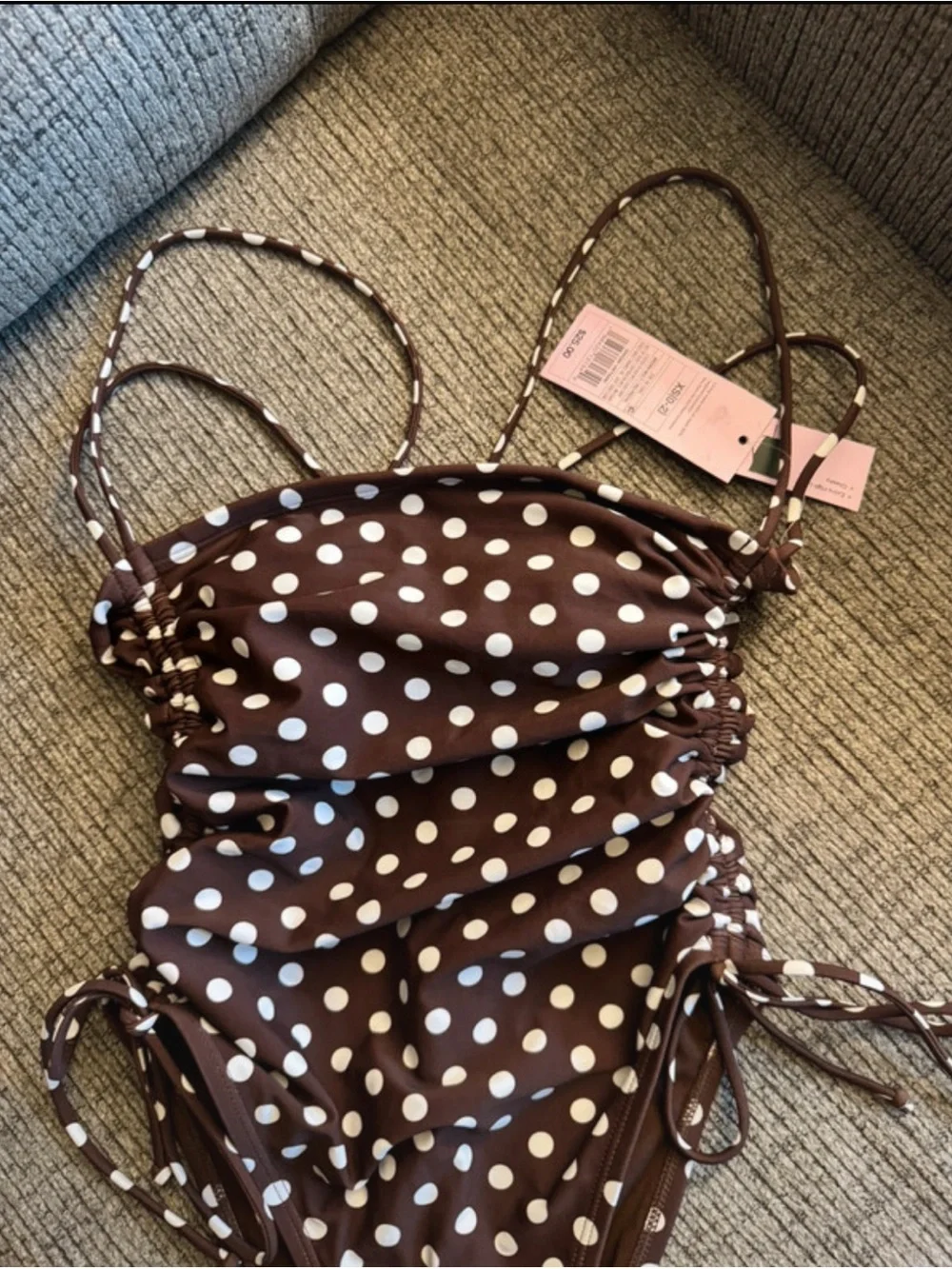 Classic Polka Dot Brown One-Piece Swimsuit